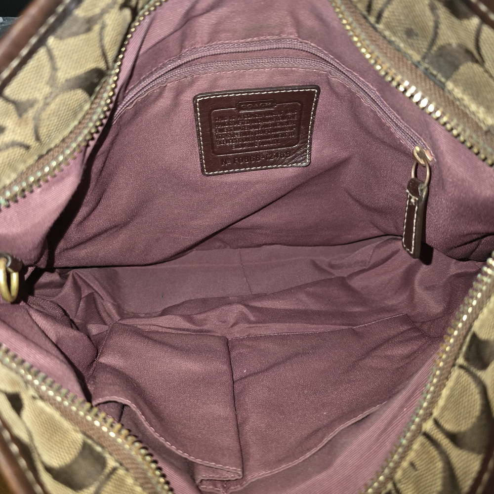 Coach Brown Signature Canvas Shoulder Bag with Gold Hardware - Picture 14 of 14